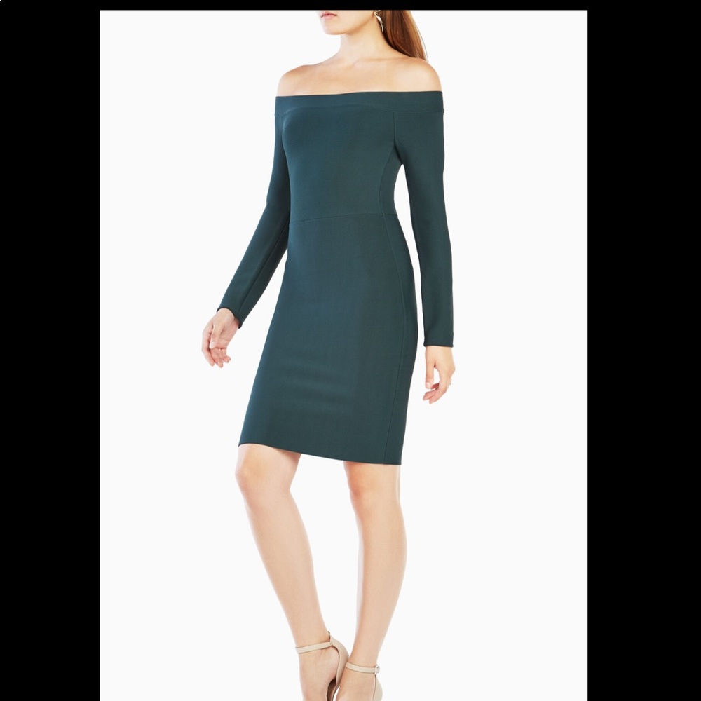 Off Shoulder Dress - Forest Green